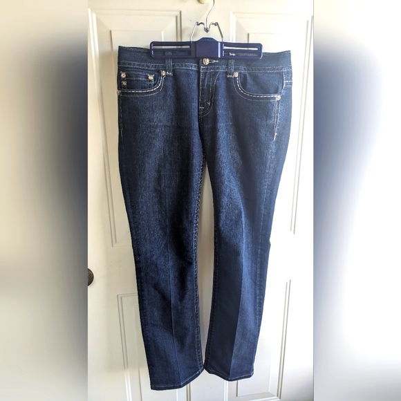 Miss Me Denim - Miss Me Cropped Skinny Embellished Sequin Jeans Size 32 Dark wash